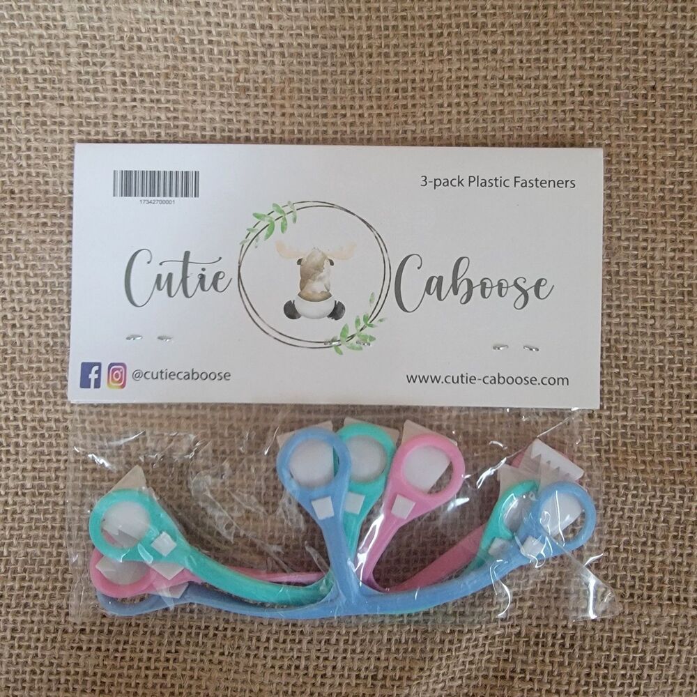 Cloth Diaper Plastic Fasteners 3-pack From Cutie Caboose Pink Green Blue New
